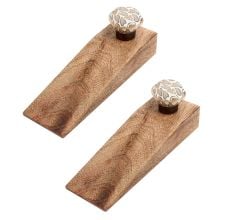 2 Pieces Grey Hexagon Small Ceramic Wooden Door Stopper